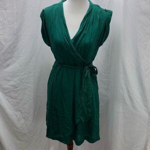 Maeve Anthropologie green faux wrap dress XS